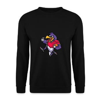 Sport Rugby Fußballer Rabe Fußball - Unisex Pullover - Schwarz - Vorne - Alina (178cm) & Michal (187cm)