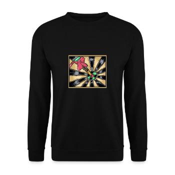 Dartist Darted Bullseye Zielpfeil - Unisex Pullover - Schwarz - Vorne - Alina (178cm) & Michal (187cm)