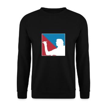 Darting Darted Unicorn Spieler Dart - Unisex Pullover - Schwarz - Vorne - Alina (178cm) & Michal (187cm)