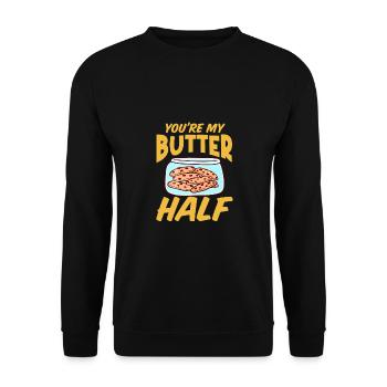 Keks Du bist mein Butterteig-Keks - Unisex Pullover - Schwarz - Vorne - Alina (178cm) & Michal (187cm)