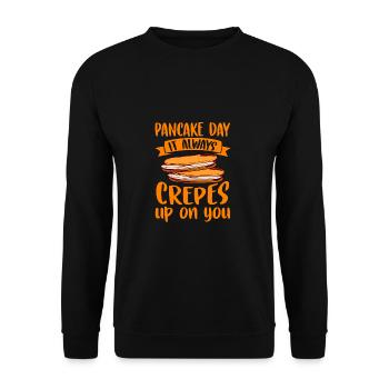 Es ist immer ein Crêpes auf deinem Pfannkuchen - Unisex Pullover - Schwarz - Vorne - Alina (178cm) & Michal (187cm)