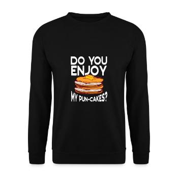 Waffle Do You Enjoy My Pun-cakes Pancake - Unisex Sweatshirt - black - Front - Alina (178cm) & Michal (187cm)