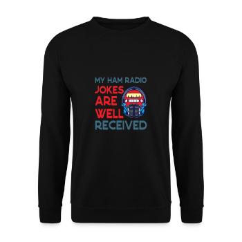 Radiowitze kommen im Amateurfunk gut an - Unisex Pullover - Schwarz - Vorne - Alina (178cm) & Michal (187cm)