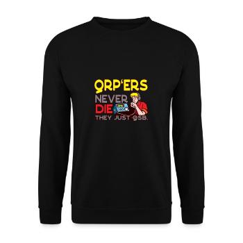 QRP’ERS ne meurt jamais, juste QSB Ham Radio - Sweat-shirt Unisexe - noir - Devant - Alina (178cm) & Michal (187cm)