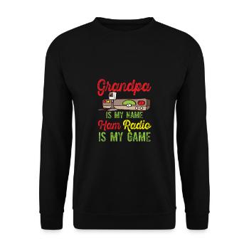 Amateur Opa ist mein Name Amateurfunk - Unisex Pullover - Schwarz - Vorne - Alina (178cm) & Michal (187cm)