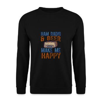 Amateurfunk Bier Happy Ham Radio - Unisex Pullover - Schwarz - Vorne - Alina (178cm) & Michal (187cm)