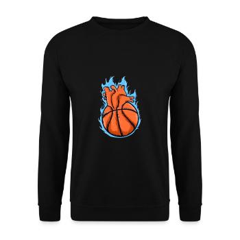 Sports Baller Flaming Heart Basketball - Unisex Sweatshirt - black - Front - Alina (178cm) & Michal (187cm)