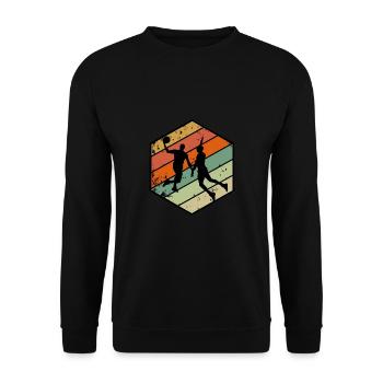 Sports Baller Retro Vintage Basketball - Unisex Sweatshirt - black - Front - Alina (178cm) & Michal (187cm)