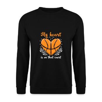 My Heart Is On That Court Basketball - Unisex Sweatshirt - black - Front - Alina (178cm) & Michal (187cm)