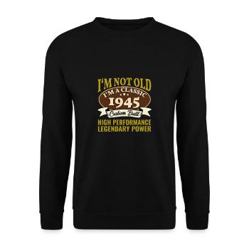 80ème Anniversaire Voiture Classique Vintage 1945 80 Ans - Sweat-shirt Unisexe - noir - Devant - Alina (178cm) & Michal (187cm)