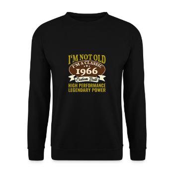 59. Geburtstag Oldtimer Jahrgang 1966 59 Jahre - Unisex Pullover - Schwarz - Vorne - Alina (178cm) & Michal (187cm)