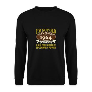 61. Geburtstag Oldtimer Jahrgang 1964 61 Jahre - Unisex Pullover - Schwarz - Vorne - Alina (178cm) & Michal (187cm)