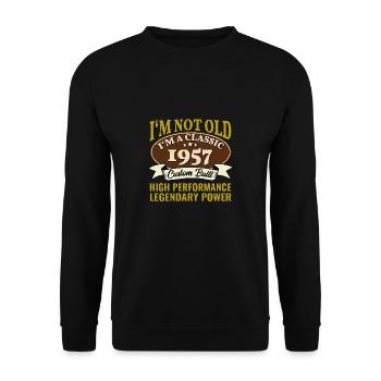 68. Geburtstag Oldtimer Jahrgang 1957 68 Jahre - Unisex Pullover - Schwarz - Vorne - Alina (178cm) & Michal (187cm)