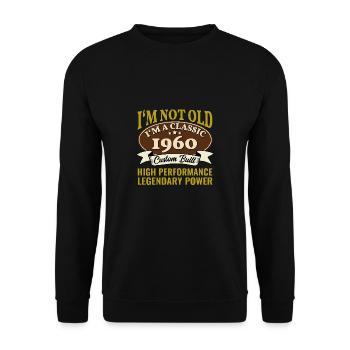 65. Geburtstag Oldtimer Jahrgang 1960 65 Jahre - Unisex Pullover - Schwarz - Vorne - Alina (178cm) & Michal (187cm)