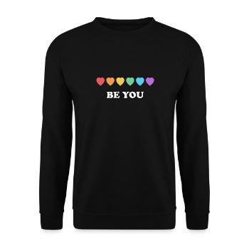 Be You Rainbow Hearts Fierté LGBT - Sweat-shirt Unisexe - noir - Devant - Alina (178cm) & Michal (187cm)
