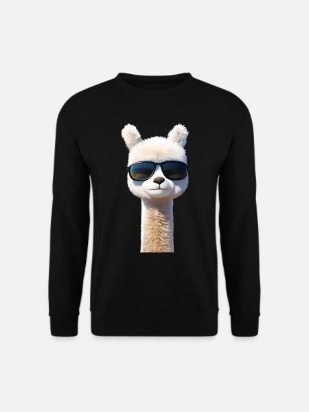 Alpaka mit Sonnenbrille - Unisex Pullover - Schwarz