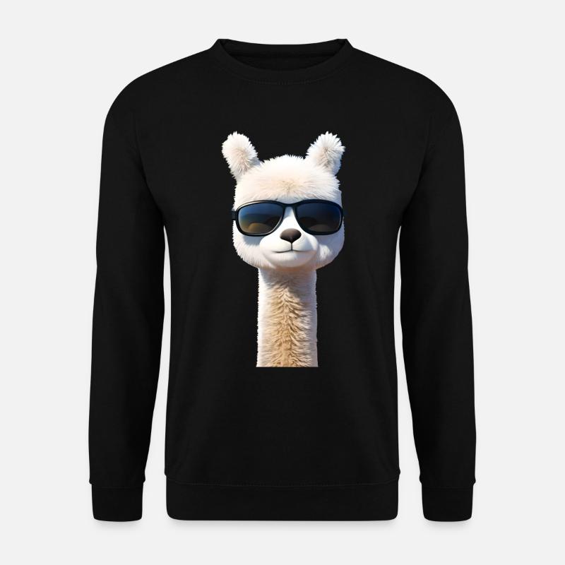 Alpaca with sunglasses - Unisex Sweatshirt - black