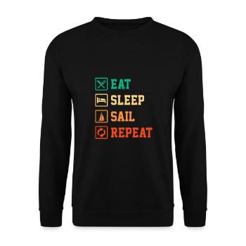 Eat Sleep Sail Repeat Sailor Skipper Captain Sailb - Unisex Pullover - Schwarz - Vorne - Alina (178cm) & Michal (187cm)