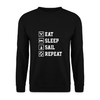 Eat Sleep Sail Repeat Sailor Skipper Captain Sailb - Unisex Pullover - Schwarz - Vorne - Alina (178cm) & Michal (187cm)