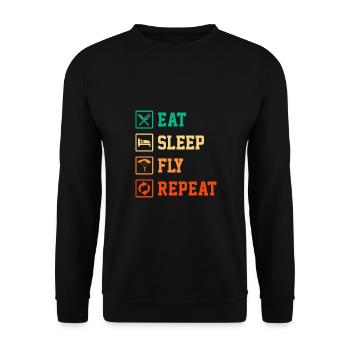 Eat Sleep Fly Repeat Paragliding Parachute Paragli - Unisex Pullover - Schwarz - Vorne - Alina (178cm) & Michal (187cm)