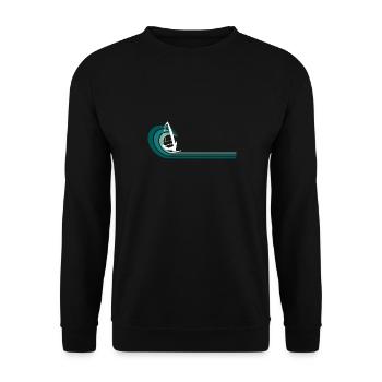 Windsurfing Windsurfer Wellenweiten Wind Wasser - Unisex Pullover - Schwarz - Vorne - Alina (178cm) & Michal (187cm)