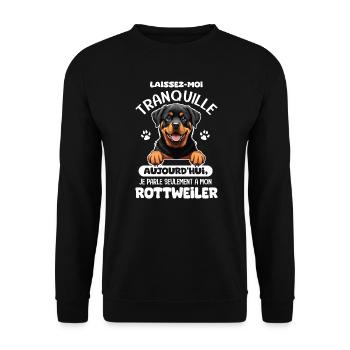 Rottweiler Femme Homme parle mon Rottweiler dle - Sweat-shirt Unisexe - noir - Devant - Alina (178cm) & Michal (187cm)