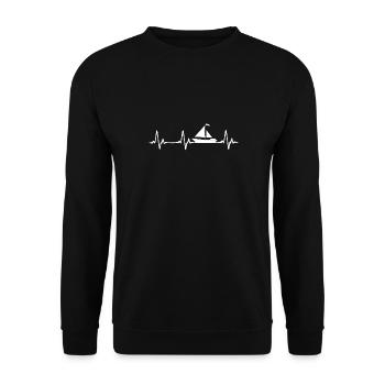 Segelboot Heartbeat Segelboot - Unisex Pullover - Schwarz - Vorne - Alina (178cm) & Michal (187cm)