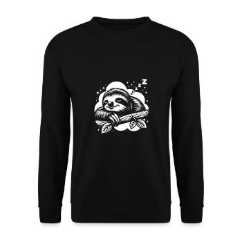 Süßes schläfriges Faultier immer mit der Ruhe - Unisex Pullover - Schwarz - Vorne - Alina (178cm) & Michal (187cm)
