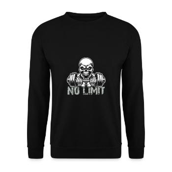 No Limit Hard Workout Skull with Dumbbell - Unisex Sweatshirt - black - Front - Alina (178cm) & Michal (187cm)