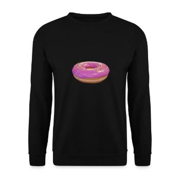 Rosa Donut mit Streuseln - Unisex Pullover - Schwarz - Vorne - Alina (178cm) & Michal (187cm)
