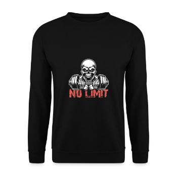 No Limit Hard Workout Skull with Dumbbell - Unisex Sweatshirt - black - Front - Alina (178cm) & Michal (187cm)