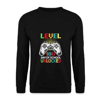 100 Days Of School Unlocked Video Game Student - Unisex Pullover - Schwarz - Vorne - Alina (178cm) & Michal (187cm)