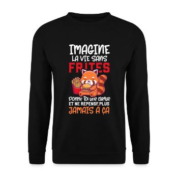 Fast food frite cadeau drôle nourriture phrase - Sweat-shirt Unisexe - noir - Devant - Alina (178cm) & Michal (187cm)