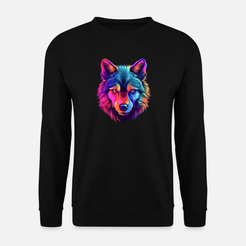 Die bunte schöne Wölfin - Unisex Pullover - Schwarz