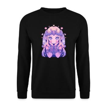 Cute Chibi Princess - Cute Fairy Tale Design - Unisex Sweatshirt - black - Front - Alina (178cm) & Michal (187cm)