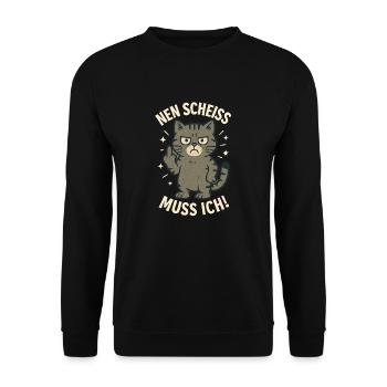 Cheeky saying, I have to give a shit, cat - Unisex Sweatshirt - black - Front - Alina (178cm) & Michal (187cm)