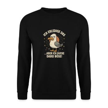 Funny Seagull Naughty Saying Work Colleagues - Unisex Sweatshirt - black - Front - Alina (178cm) & Michal (187cm)