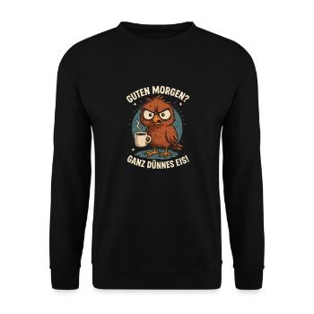 Bonjour? Grumes matinaux de crème glacée très fins - Sweat-shirt Unisexe - noir - Devant - Alina (178cm) & Michal (187cm)