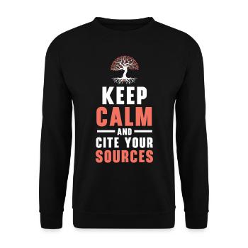 Bleiben Sie ruhig und zitieren Sie Ihre Quellen Ge - Unisex Pullover - Schwarz - Vorne - Alina (178cm) & Michal (187cm)