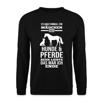 Pferde Pferdeliebhaber Hundeliebhaber Hunde - Unisex Pullover - Schwarz - Vorne - Alina (178cm) & Michal (187cm)