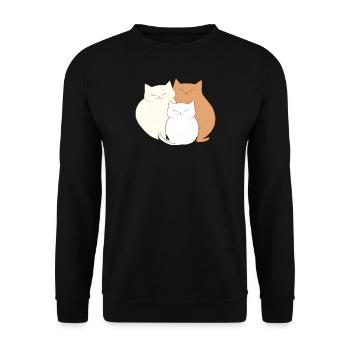 Cat family - Unisex Sweatshirt - black - Front - Alina (178cm) & Michal (187cm)