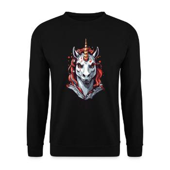Dunkles Vampir Einhorn Halloween Design - Unisex Pullover - Schwarz - Vorne - Alina (178cm) & Michal (187cm)