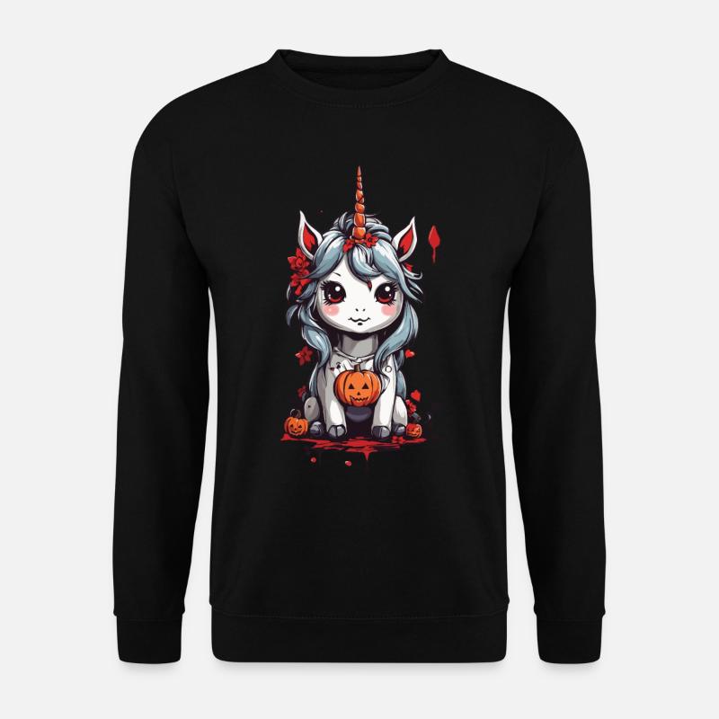 Chibi Halloween Einhorn Manga Art - Unisex Pullover - Schwarz