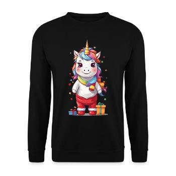 Colorful Christmas Magic Unicorn Winter Gifts - Unisex Sweatshirt - black - Front - Alina (178cm) & Michal (187cm)