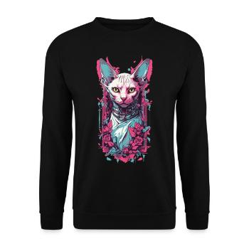 Düstere Gothic Sphynx Katze Pastel Goth Design - Unisex Pullover - Schwarz - Vorne - Alina (178cm) & Michal (187cm)