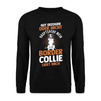 Hund Border Collie - Unisex Pullover - Schwarz - Vorne - Alina (178cm) & Michal (187cm)
