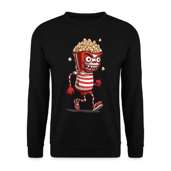 Creepy Popcorn Monster Halloween Movie Night - Unisex Sweatshirt - black - Front - Alina (178cm) & Michal (187cm)