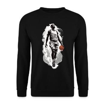 Basketball Dribbling Dynamik Streetwear Design - Unisex Pullover - Schwarz - Vorne - Alina (178cm) & Michal (187cm)