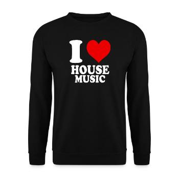 J’aime la musique house coeur drôle spirituel - Sweat-shirt Unisexe - noir - Devant - Alina (178cm) & Michal (187cm)