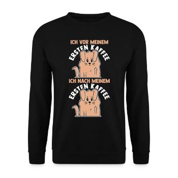 Suivez-moi devant mon premier café - Sweat-shirt Unisexe - noir - Devant - Alina (178cm) & Michal (187cm)